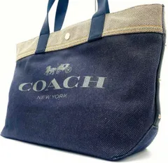 極美品<!-利用不可文字-!>COACH コーチ 39904 デニム キャンバス トートバッグ ハンドバッグ ワンショルダーバッグ ロゴマーク ブランドロゴ 肩掛け