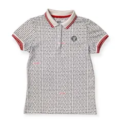 Jack Bunny!! ジャックバニー 英字 ロゴ総柄 半袖 ストレッチ ポロシャツ サイズ 0 /ホワイト/パーリーゲイツ