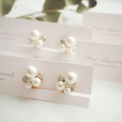 コットンパールとビジューのイヤリング/ピアス