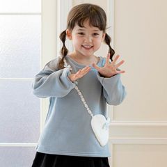 【グレイッシュブルー】ハートポシェットトレーナー TAK キッズ キャサリンコテージ