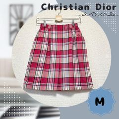 【ゴルフ用/日常着でも浮かない着丈感】Christian Dior クリスチャンディオールスポーツ ピンクチェック スカート ゴルフウェア Mサイズ