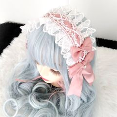 サテンリボンヘッドドレス①　17色【ワインレッド～グレー】