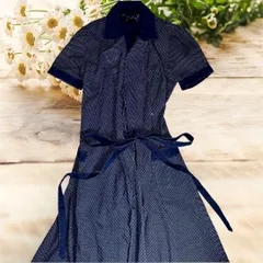 ラルフローレン　ロングワンピース　水玉　ドット柄　ウエストベルト　レディース　Ralph LAUREN  デニム