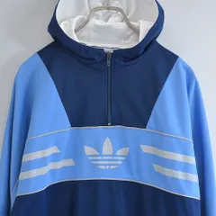 80s adidas アディダス プルオーバー トラックジャケット フーディー ヴィンテージ ジャージ ATP パーカー ビンテージ ヨーロッパ古着 メンズS相当