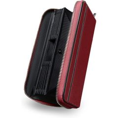 【新品未開封】財布 メンズ 長財布 栃木レザー 日本製 本革 ボックス型の小銭入れ 大容量 カード縦入れ カード16枚 YKKファスナー 通帳ポケット 一流の革職人が作る レディース 金運長財布 美しいパッケージと 贈り物(ワインレッド) CLLB6980LT