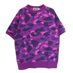 A BATHING APE アベイシングエイプ 001SWC301012X BAPE カモ 半袖 スウェット コットン Tシャツ パープル系 L【中古】のサムネイル