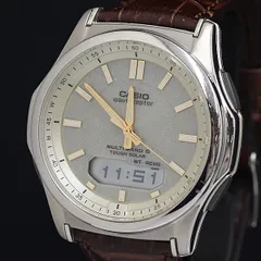 稼動 カシオ ウェーブセプター WVA-M630 電波ソーラー シルバー文字盤 デジアナ メンズ腕時計 OGH 2000000 NSK