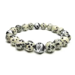 10mm 四神獣銀彫オニキス×ダルメシアンジャスパー パワーストーン ブレスレット天然石 運気上昇 開運 金運 お守り 青龍 白虎 玄武 朱雀 メンズ・レディース 男性・女性 数珠ブレス 開運 ■