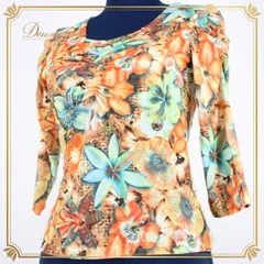 社交ダンス 衣装 スタンダード トップス 練習着 レッスンウェア レディース オールシーズン 黄色 花柄 Leirena レイリーナ 水色 オレンジ系 イエロー系 ブルー系 花柄デザイン 伸縮性あり カジュアル トップス ユニーク デザイン