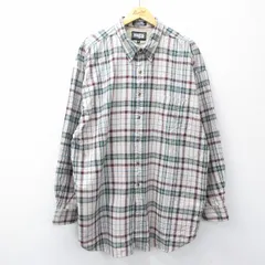XL/古着 長袖 シャツ メンズ 大きいサイズ ロング丈 コットン ボタンダウン ベージュ他 カーキ チェック 25oct24 中古 トップス