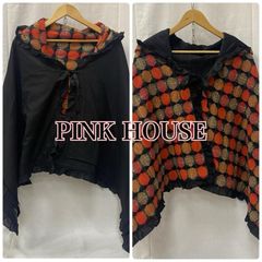 PINK HOUSE ピンクハウス ジャケット、上着 ポンチョ ドットツィードリバーシブルポンチョ フード付きフリル  A2133PSE526