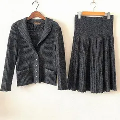 #wnc サイトウトヨコ 斉藤都世子 スカートスーツ セットアップ  グレー リブニット レディース [918086]