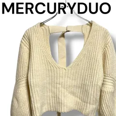 MERCURY DUO マーキュリーデュオ オフホワイト Vネック ショート丈 ニット バックリボン アクリル79% レーヨン10% ポリエステル7% ナイロン4% 中国製 F フリーサイズ レディース 275006 001064H