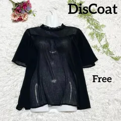 F 極美品 ✨ DisCoat ディスコード シアー素材ブラウス ブラック 半袖トップス サイズFree 大人可愛いシアー素材のフレア袖ブラウスです♡ S765 0649
