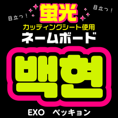 【EXO★ベッキョン/BAEKHYUN】蛍光ネームボード　ハングル　韓国語　ファンサ　ネムボ　うちわ文字　スローガン　パネル　カッティングシート