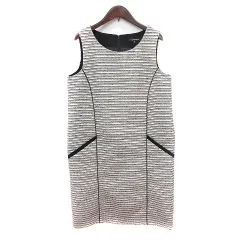 ロートレアモン LAUTREAMONT ワンピース ひざ丈 ノースリーブ ツイード ラメ 40 L グレー /MN