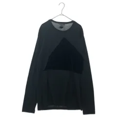 EMPORIO ARMANI (エンポリオアルマーニ) トライアングル ベロア 長袖Tシャツ ロンT ブラックのサムネイル