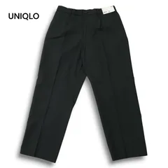 【新品 22SS】 UNIQLO ユニクロ 春夏 麻 リネン混★ タック テーパード スラックス パンツ Sz.M　メンズ 黒 未使用