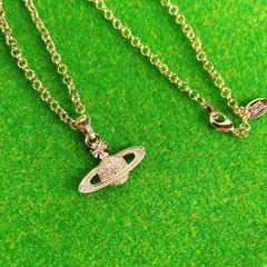 土星 ネックレス チェコダイヤモンド ゴールド 宇宙 惑星  #C22