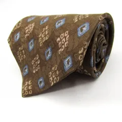 ランセル ブランド ネクタイ 小紋柄 ドット ダイヤ柄 格子柄 シルク PO  メンズ カーキ LANCEL 【中古】