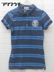 ◇ JACK BUNNY ジャックバニー ボーダー ロゴ プリント 半袖 ポロシャツ サイズ0 ネイビー ブルー レディース 【中古】 【1002800501823】