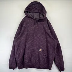 古着 カーハート Carhartt パーカー スウェット プルオーバー 大きいサイズ ワンポイントロゴ 袖ロゴプリント 2XL  パープル系 メンズ