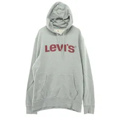 美品 Levi's リーバイス プリントロゴ 長袖 スウェットパーカー S グレー系 メンズ 古着