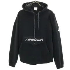 Reebok CLASSIC リーボッククラシック 長袖 ハーフジップ スウェットパーカー S ブラック アノラック メンズ 古着