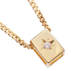 喜平 ネックレス K18 18K メンズ 18金 イエローゴールド ダイヤモンド キューブ 後光留め パヴェ リバーシブル 徳力 10g 50cm 喜平ネックレス付き ペンダント【アクセサリーマート/メルカリShops店】