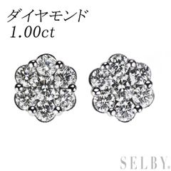 K18WG/K14WG ダイヤモンド ピアス 1.00ct フラワー