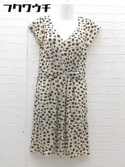 ◇ ROPE PICNIC ロペピクニック アニマル柄 総柄 フレンチスリーブ 膝丈 ワンピース サイズ38 ベージュ ブラック レディース 【中古】 【1002802211096】