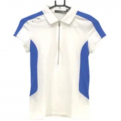 RLXラルフローレン 半袖ポロシャツ 白×ブルー ロゴプリント ハーフジップ レディース XS ゴルフウェア Ralph Lauren