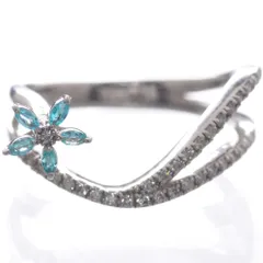 指輪 レディース リング パライバトルマリン プラチナ ダイヤモンド Pt950 フラワーリング 刻印入り 鑑別書付き 日本製【人気アイテム】【アクセサリーマート/メルカリShops店】