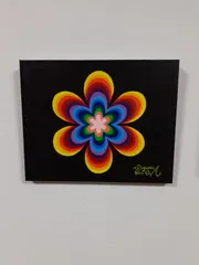 ハッピーあっぷるちゃん　油絵　画家　小楠アキコ作品　20×20cm　キャンバス ハッピーあっぷるちゃん 油絵 画家 小楠アキコ作品 20×20cm