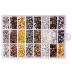 新品 茶色 シルバー ゴールド プラチナ 金古美 DIY用 ジュエリー 金具キット 留め金具 紐止め ワニカン カシメ ガンメタル カニカン マルカン 基礎パーツ 6色 4種類 約2500個/箱 アクセサリーパーツ PandaHall
