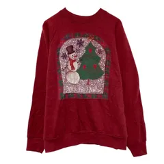 FRUIT of the LOOM プリント スウェット トレーナー フルーツオブザルーム L レッド ラグラン 古着卸 アメリカ仕入 a609-5040