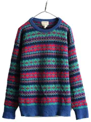 【お得なクーポン配布中!】 80s エルエルビーン ネイティブ柄 ウール ニット セーター メンズ L / 80年代 LLビーン ヴィンテージ LLBEAN 総柄 アウトドア フェアアイル