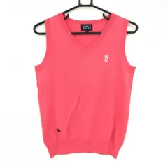 【美品】パーリーゲイツ ニットベスト ピンク Vネック コットン100％ レディース 1(M) ゴルフウェア PEARLY GATES