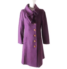 未使用品★正規品 Vivienne Westwood RED LABEL ヴィヴィアンウエストウッド デザインカラー ウール×アンゴラ ロングコート 紫 2 タグ付きのサムネイル