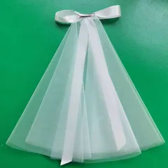 ウェディングベール ベール ホワイト 白 リボン 結婚式 花嫁 二次会 パーティー ウェディング  フェミニン プリンセス 森ガール チュール  前撮り ガーリー レース 透け感 刺繍 豪華