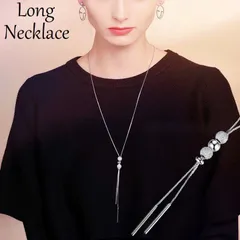 ロングネックレス Y字 ペンダント レディース アクセサリー チェーン メタル ボール バー 上品 エレガント 大人女子 パーティー お呼ばれ 結婚式#cupload146994