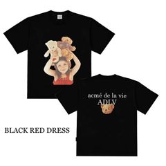 acm? de la vie (アクメドラビ) ADLV BABY FACE SHORT SLEEVE T-SHIRT (ベイビー フェイス スリーブ Tシャツ) トップス 半袖 カットソー 普段使い カジュアル ストリート メンズ レディース ブラック