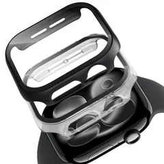 【数量限定】【2個入り】For Apple Watch Series 11 46mm ケース 一体型 PC素材+強化ガラス カバー 保護ケース 透明 salywin アップルウォッチ Series 11 46mm 対応 高透過率 9H硬度 耐衝撃 指紋防止 擦