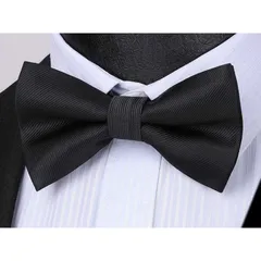 蝶ネクタイ ブラック 黒色 メンズ ワンタッチ ボウタイ チーフ カフスボタン セット 結婚式 フック式 簡単着脱 プレゼント 人気 おすすめ おしゃれ