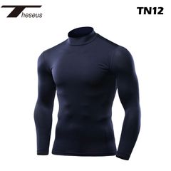 【 THESEUS 】 テセウス  TN12 ネイビー メンズ シャツ インナー 長袖 コンプレッションウェア スポーツ ジム ジョギング ランニング サッカー ウェア ゴルフ スーツ 下着 春 夏 秋 冬 ハイネック 冷感 速乾 軽量 伸縮性