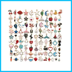 【新着商品】[YFFSFDC] チャーム アクセサリーパーツ 100個セット ネックレス/イヤリング/ペンダント飾り ジュエリー DIY オーナメント ハンドメイド DIY 手作り 贈り物 飾り物 工芸品 マルチカラー
