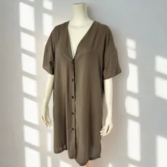 メイソングレイ MAYSON GREY　シアー　オープンロングカーディガン　フロントオープンチュニック風　モスグリーン　レディース