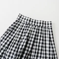 美品 アナトリエ Anatelier コットン ギンガムチェック スカート 38/ブラック ホワイト ボトムス【2400013653077】のサムネイル