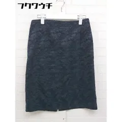 ◇ A day in the life UNITED ARROWS 総柄 膝丈 台形 スカート サイズ38 ネイビー レディース  【中古】 【1108110000640】