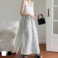 ワンピース 春夏 レディース 重ね着 ジャンパースカート ベスト ロングベスト ロングワンピース ジャンパースカートノースリーブ 春 夏 レース 20代 30代 40代 50代 体型カバー オーバーオール 大人 milyxk22